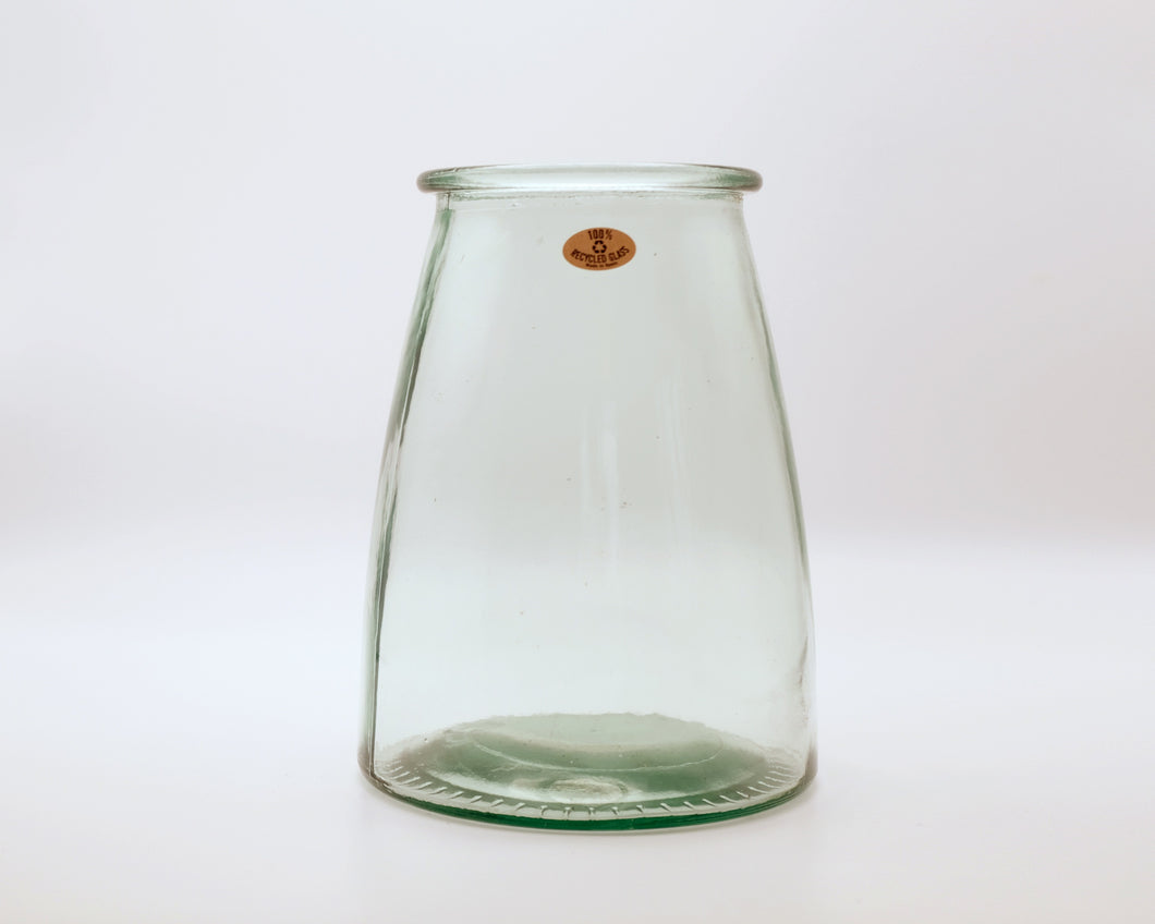 recycled glass green jar  vase