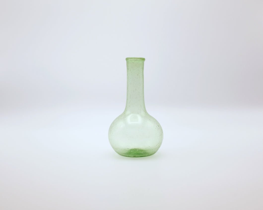 Long neck green glass vase